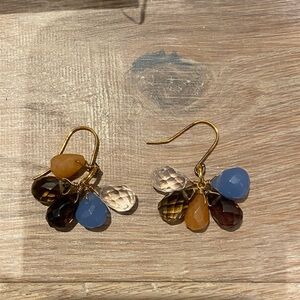 Sundance Gold Earrings with Blue and Brown Stones